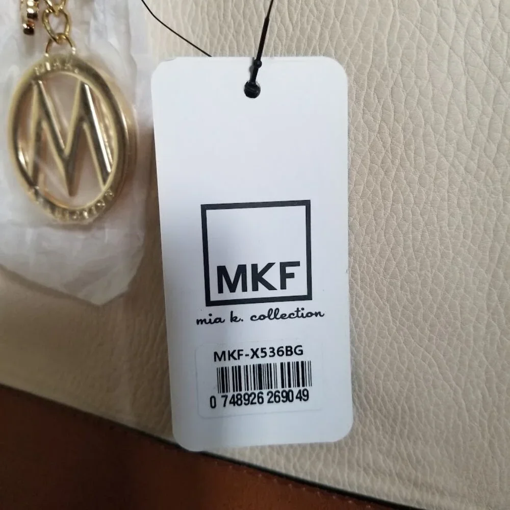MKF Collection Purse Tote & Clutch Cream Tan Gold Vegan Leather Hobo Bag